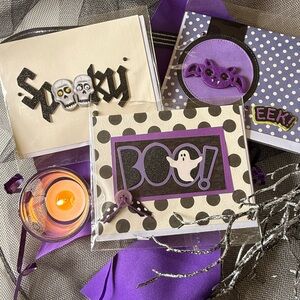 Purple and Black Halloween Greeting Cards
